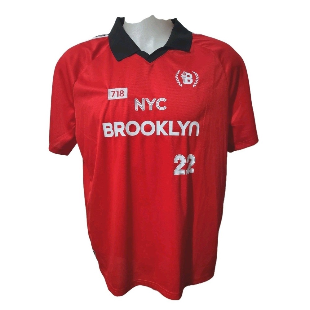 Brooklyn Cloth Jersey Large NYC 718 Red Soccer Athletic Streetwear Gorp Core 22